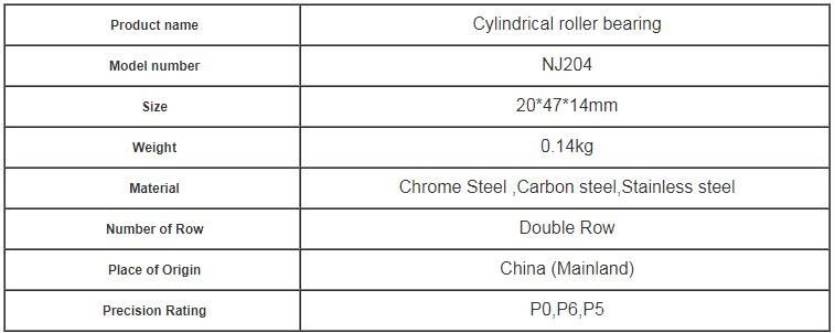 पीतल पिंजरे बेलनाकार रोलर असर NU204 / NJ204 प्रेसिजन P5 P4 आकार 20 * 47 * 14 मिमी